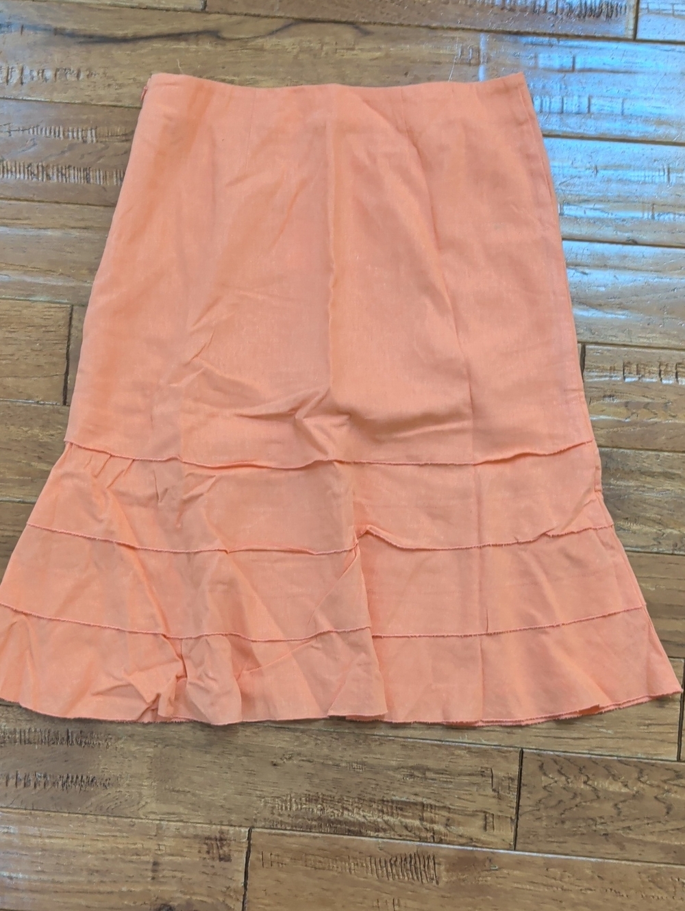 Christopher & Banks Peach Linen Blend Tiered Midi Skirt - Picture 4 of 7